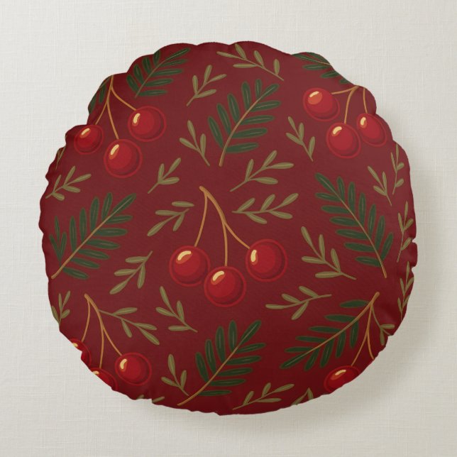 Coussins Ronds 🎄 1. Sweet Cherry Holiday Charm Collection (Devant)