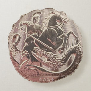 Coussins Ronds 2024 Saint George pose la pièce de dragon
