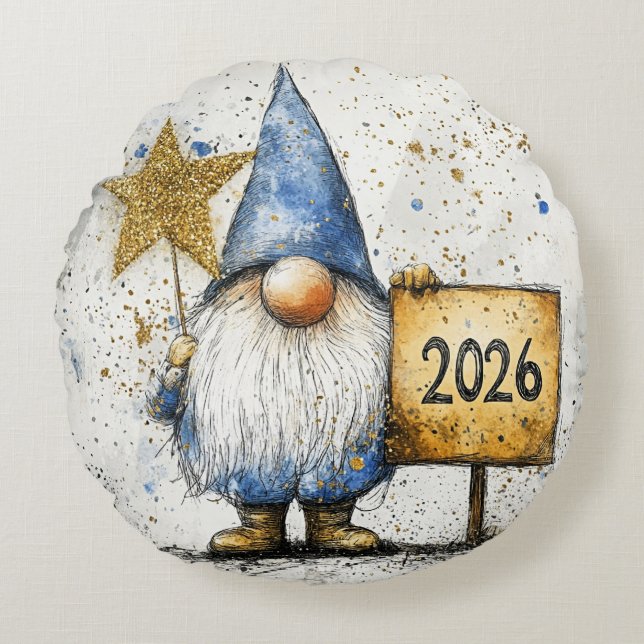 Coussins Ronds 2026, Happy New Year (Devant)