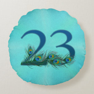 Coussins Ronds 23 Anniversaire de naissance élégant à plumes de p