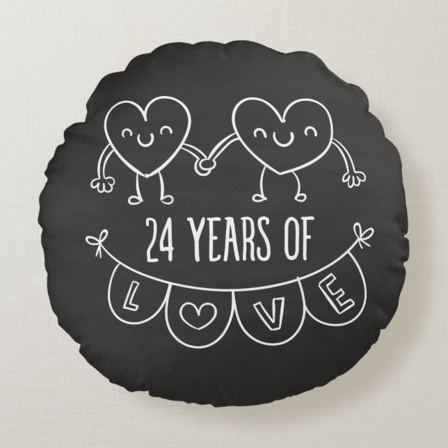 Coussins Ronds 24e Anniversary Poison de Chalk Hearts (Devant)