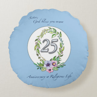 Coussins Ronds 25e anniversaire de la couronne catholique des nat