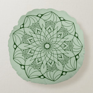 Coussins Ronds 2 Tone Vert Mandala Tour Lève Oreiller Pour Canapé