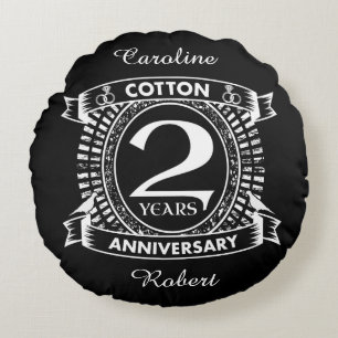 Coussins Ronds 2e anniversaire mariage crête en détresse