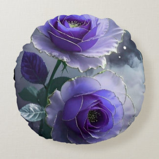 Coussins Ronds 3D Royal Blue Rose Illusion Luxury Round Pillow 