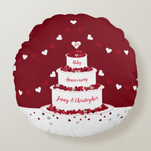 Coussins Ronds 40e anniversaire de rubis mariage conception de gâ