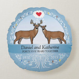 Coussins Ronds 45e anniversaire de mariage personnalisé, Cerf
