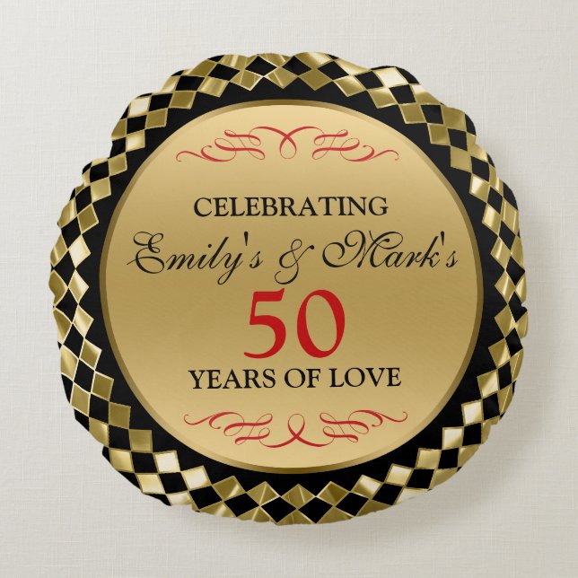 Coussins Ronds 50e anniversaire - Diamants d'or (Devant)