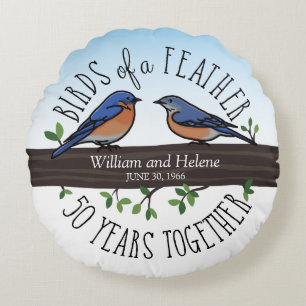 Coussins Ronds 50e anniversaire du Mariage, Bluebirds of a Feathe