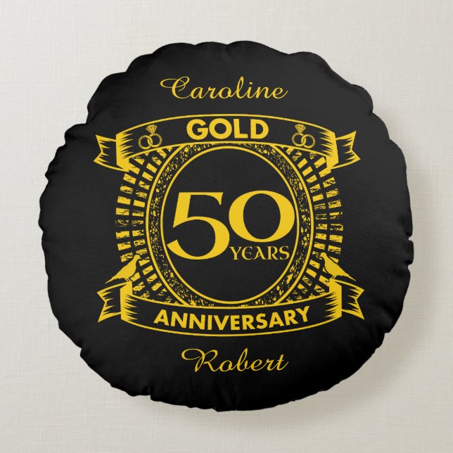Coussins Ronds 50e anniversaire du Mariage d'or (Devant)