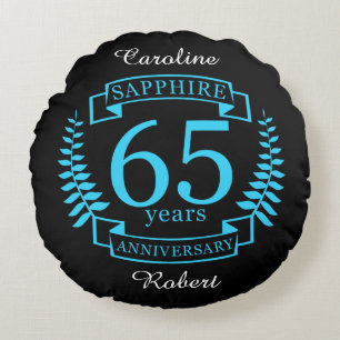 Coussins Ronds 65e ANNIVERSAIRE Mariage SAPPHIRE