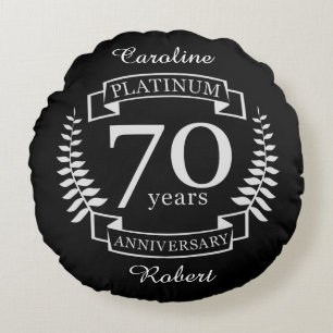 Coussins Ronds 70e ANNIVERSAIRE Mariage PLATINUM