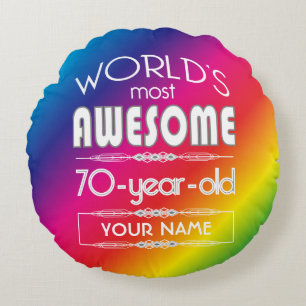 Coussins Ronds 70e Anniversaire Mondes meilleur arc-en-ciel fabul