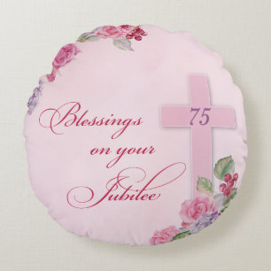 Coussins Ronds 75e anniversaire de la vie religieuse Nonne cathol