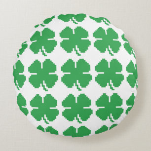 Coussins Ronds 8 bits Pixel Lucky Four Leaf Clocher
