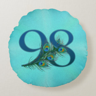 Coussins Ronds 98 Peacock Feather Birthday Anniversary Elegant