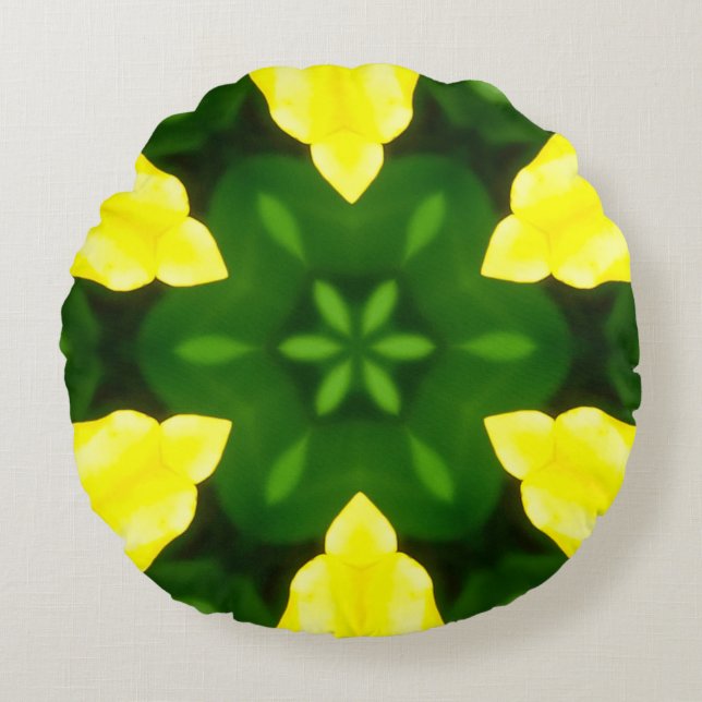 COUSSINS RONDS ABSTRACT YELLOW AND GREEN DRAWING. SAMER BRASIL. 3 (Devant)