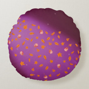 Coussins Ronds Abstrait Lune rose clair de lune feuilles d'automn