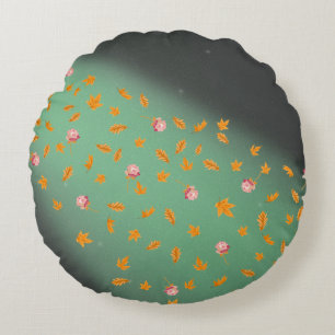 Coussins Ronds Abstrait Lune verte feuille automne rose