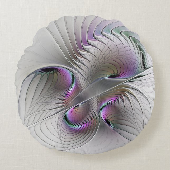 Coussins Ronds Abstrait moderne Shy Imaginaire Figure Fractal Art (Devant)