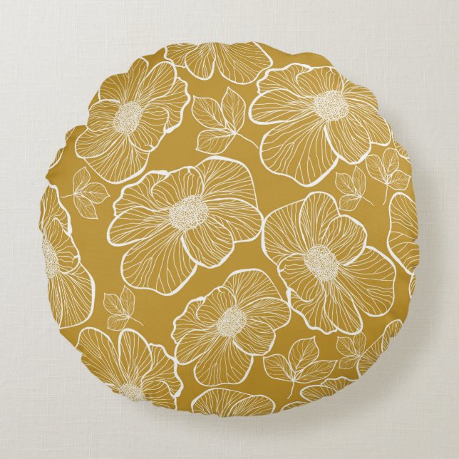 Coussins Ronds Abstrait motif floral transparent. Arrière-groupe  (Devant)