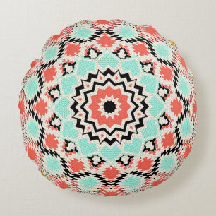 Coussins Ronds Abstraite ronde mandala mosaïque carreaux de mosaï