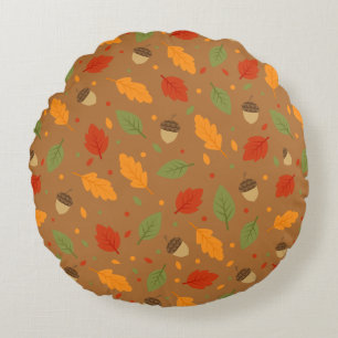 Coussins Ronds Acornes d'automne et Feuilles