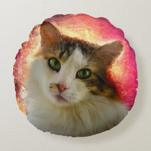 Coussins Ronds Adorable Cute Calico Chat