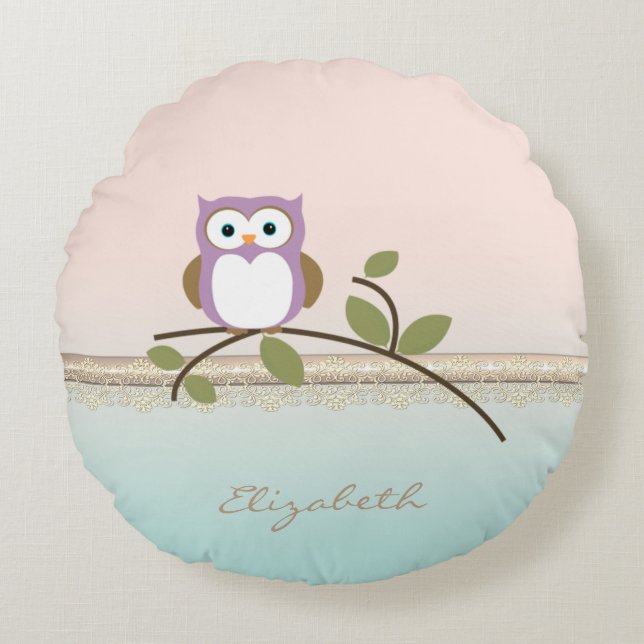 Coussins Ronds Adorable Girly Cute Owl (Devant)