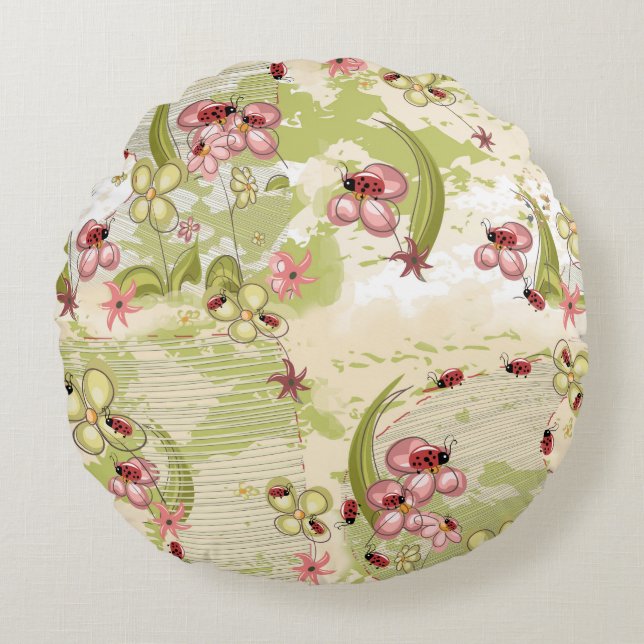 Coussins Ronds Adventure Ditsy Ladybirds (Devant)