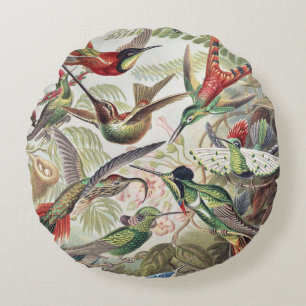 Coussins Ronds Affiche vintage d'Ernst Haeckel représentant des c
