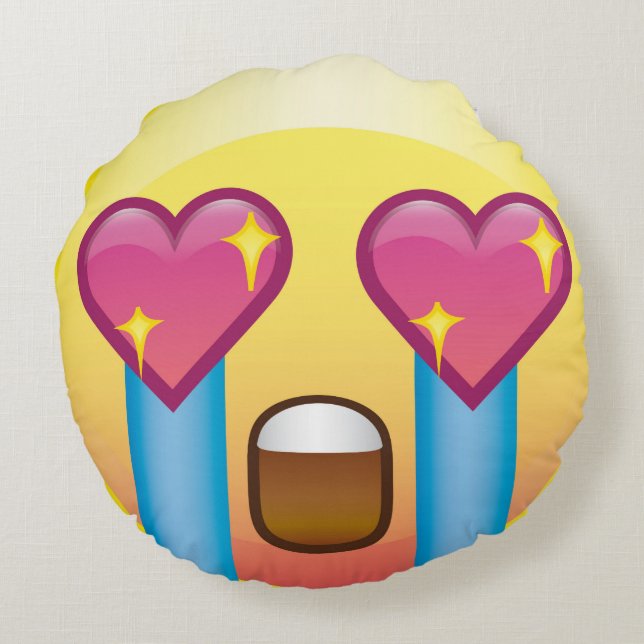 Coussins Ronds Affranchissement fol d'Emoji d'étincelle de yeux (Dos)