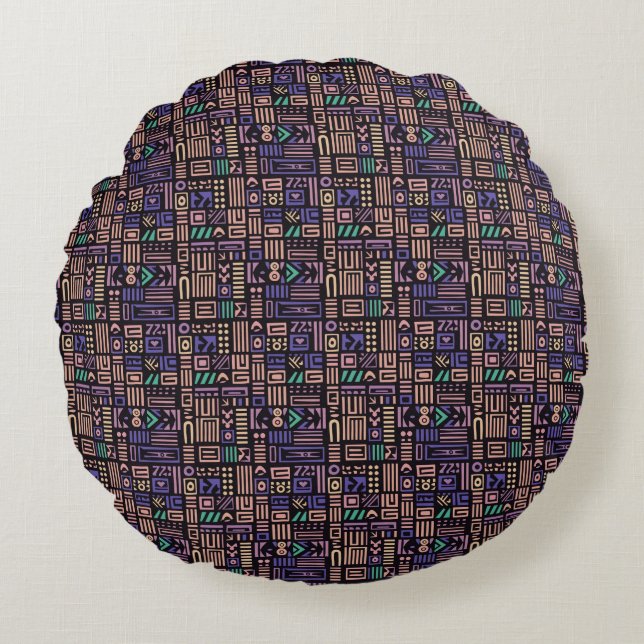 Coussins Ronds Afrique motif en tissu boueux Art moderne abstrait (Devant)