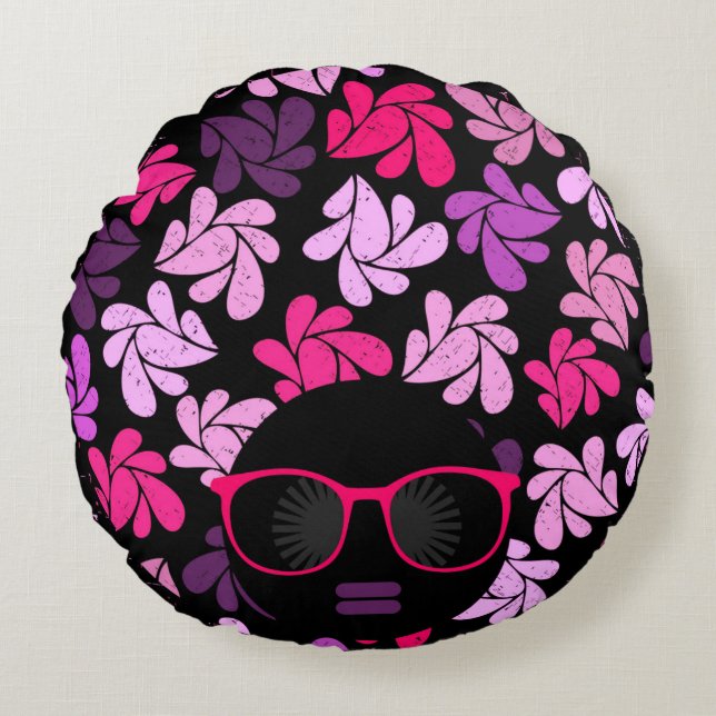 Coussins Ronds Afro Diva Rose (Devant)