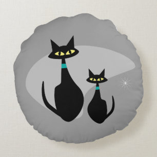 Coussins Ronds Age atomique MCM Retro Cat 1950’s Custom Color