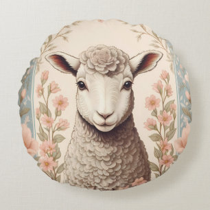 Coussins Ronds Agneau Mignon Floral Pastel Délicat