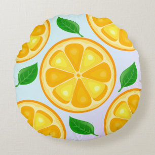 Coussins Ronds Agrumes TROPICALES FRUITS D'ÉTÉ Citrons d'orange