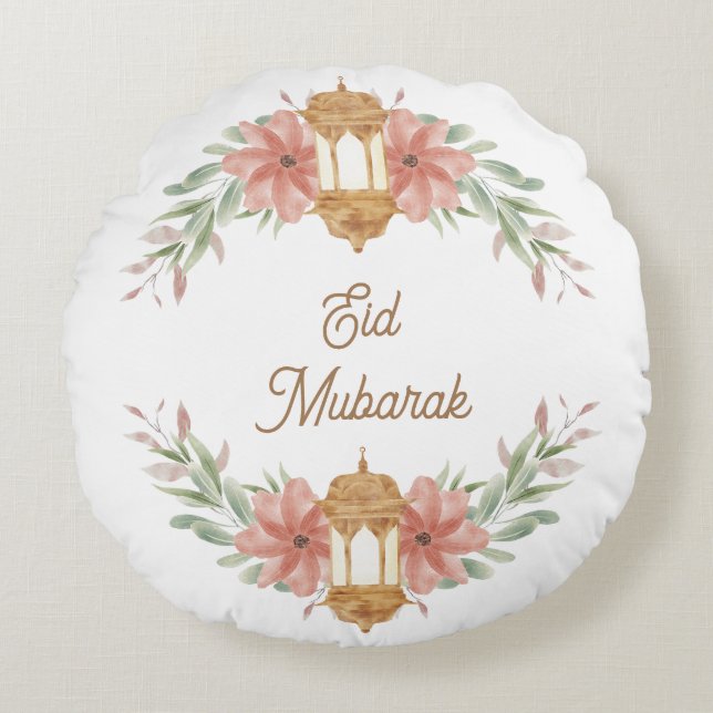Coussins Ronds Aïd Moubarak |Lampe de gerbe à fleurs de Ramadan M (Devant)