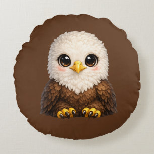 Coussins Ronds Aigle chauve mignon avec de grands yeux Nature cos