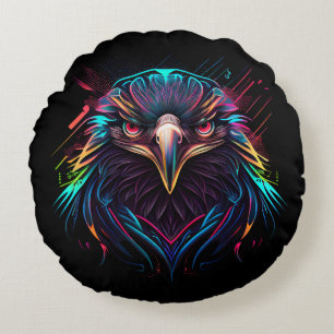 Coussins Ronds Aigle de néon brillant Artistique