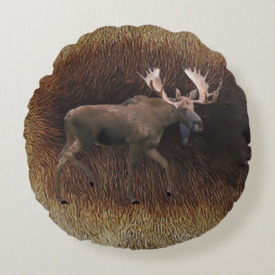 Coussins Ronds Aigle Sur Fourrure De Caribou