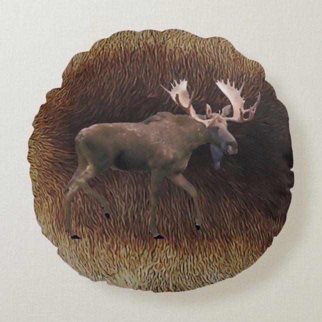 Coussins Ronds Aigle Sur Fourrure De Caribou (Devant)