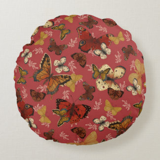 Coussins Ronds Ailes Rougissantes – Motif Papillon Rose