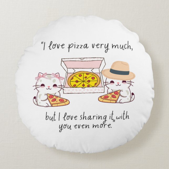 COUSSINS RONDS AIME BEAUCOUP LA PIZZA, LES CHATS (Devant)