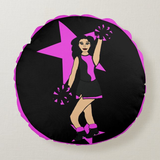 Coussins Ronds Ajouter un nom Pink Cheer #2 (Devant)