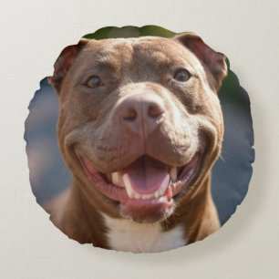 Coussins Ronds Ajouter une Personnaliser photo Pit Bull