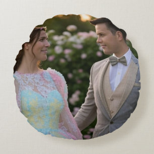 Coussins Ronds Ajouter une photo de mariage Personnaliser