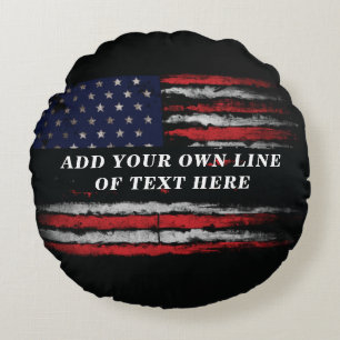 Coussins Ronds Ajouter votre propre texte sur grunge American fla