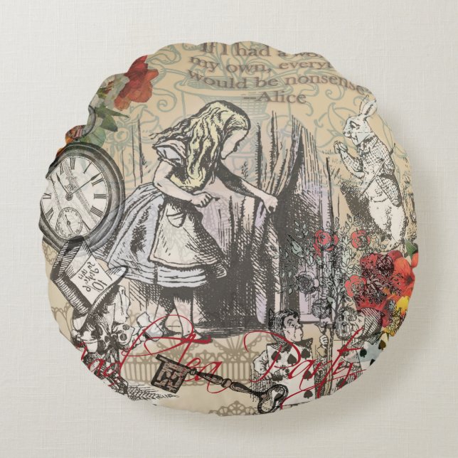 Coussins Ronds Alice au pays des merveilles Rideau Art classique (Devant)
