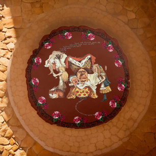 Coussins Ronds Alice Duchess Cheshire Chat Burgundy Pouf